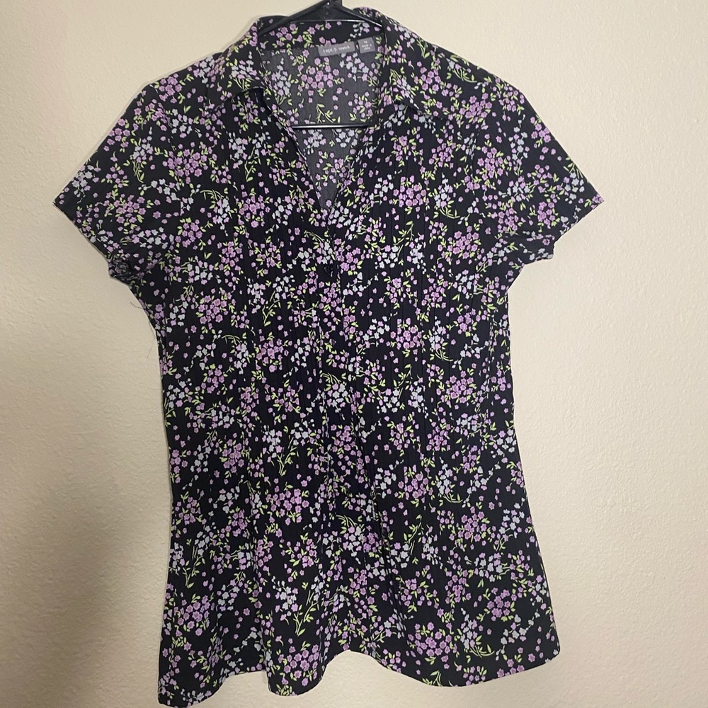 Purple floral blouse